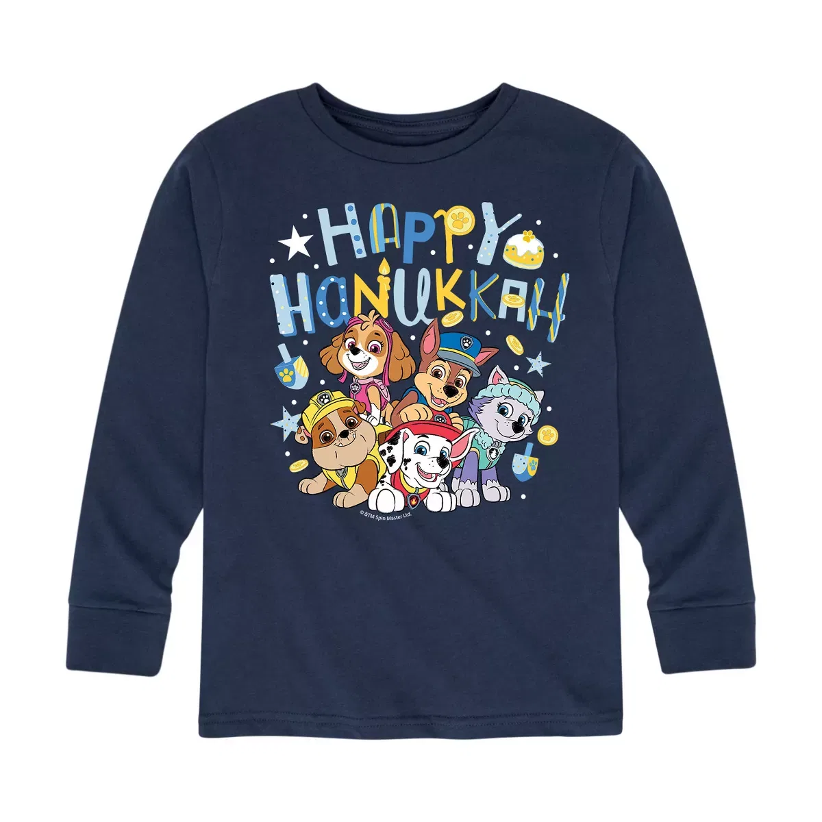 Детская футболка с длинным рукавом с принтом PAW Patrol Happy Hanukkah, PAW Patrol, Navy