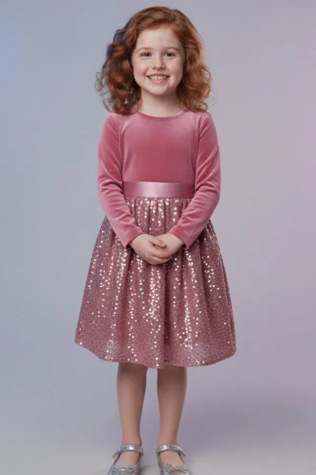 Детское платье для девочек с пайетками My Kids Wear, Dried Rose