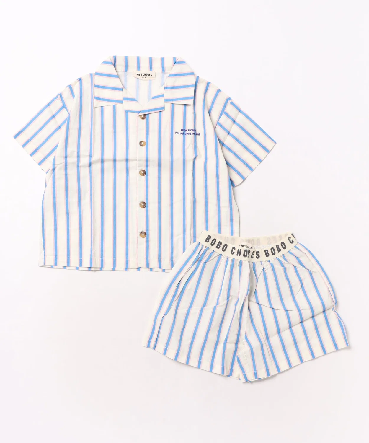 Детский комплект из футболки и шорт с принтом Blue Stripes BOBO CHOSES, Pink