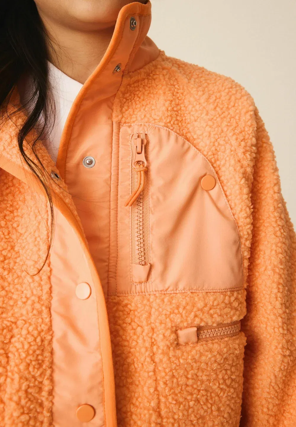 Куртка из флиса стандартного кроя на пуговицах - флисовая куртка Next, Bright Orange — фото 3
