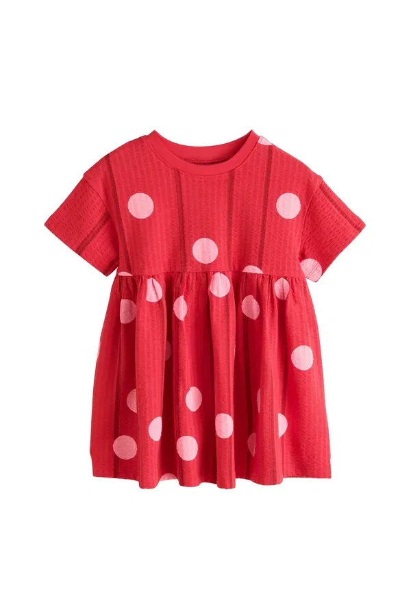 Платье с рисунком горошек Day Dress Next, red pink polka dot, красный/розовый — фото 4