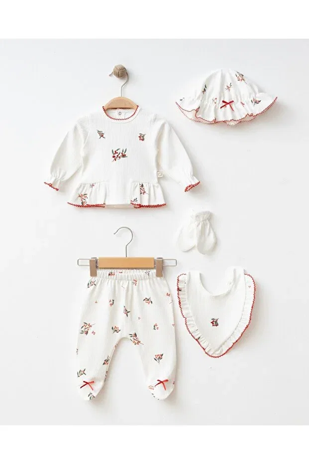 Детский комплект одежды для новорожденных хлопковый Kokina Floral Mert Baby, White — фото 2