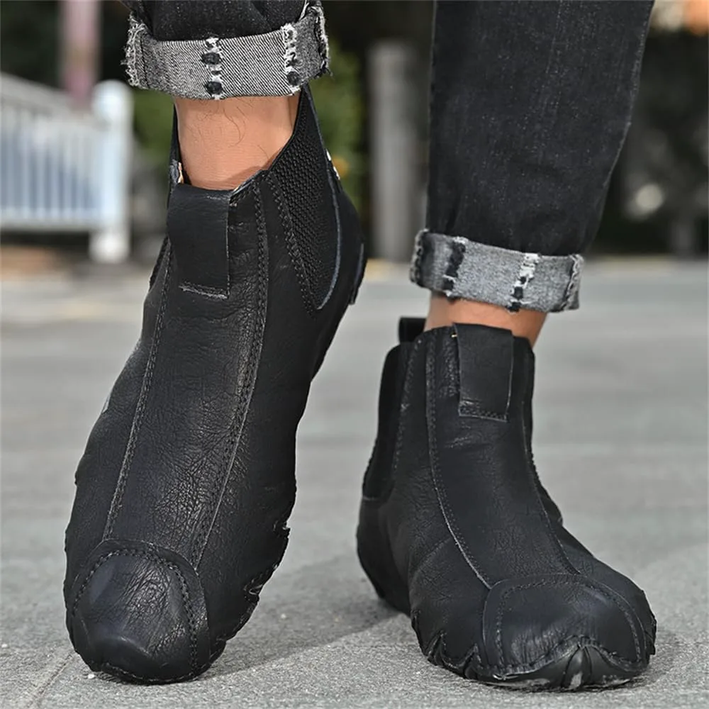 

Мужские повседневные кожаные модные высокие кеды, ботинки Чукка без шнуровки, легкие дышащие обувь для прогулок и вождения Abborora, черный