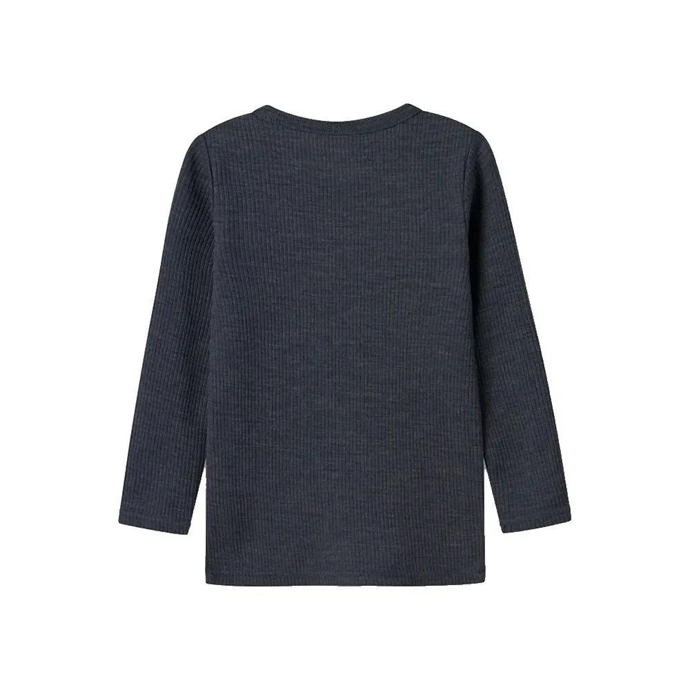 Боди с длинным рукавом Wax Wool Rib Name It, синий — фото 3