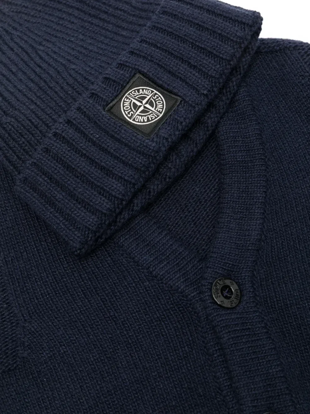 Комплект кардигана в рубчик с логотипом Stone Island Junior, синий — фото 3