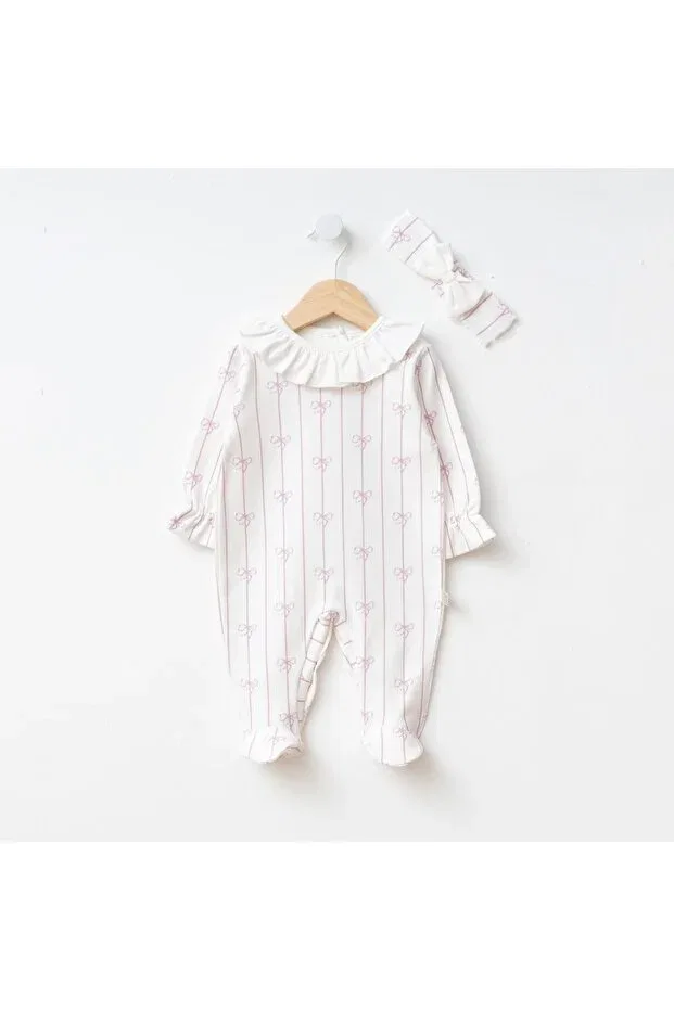 Детский комбинезон для девочек с принтом Basics Limebabies, Ecru — фото 3