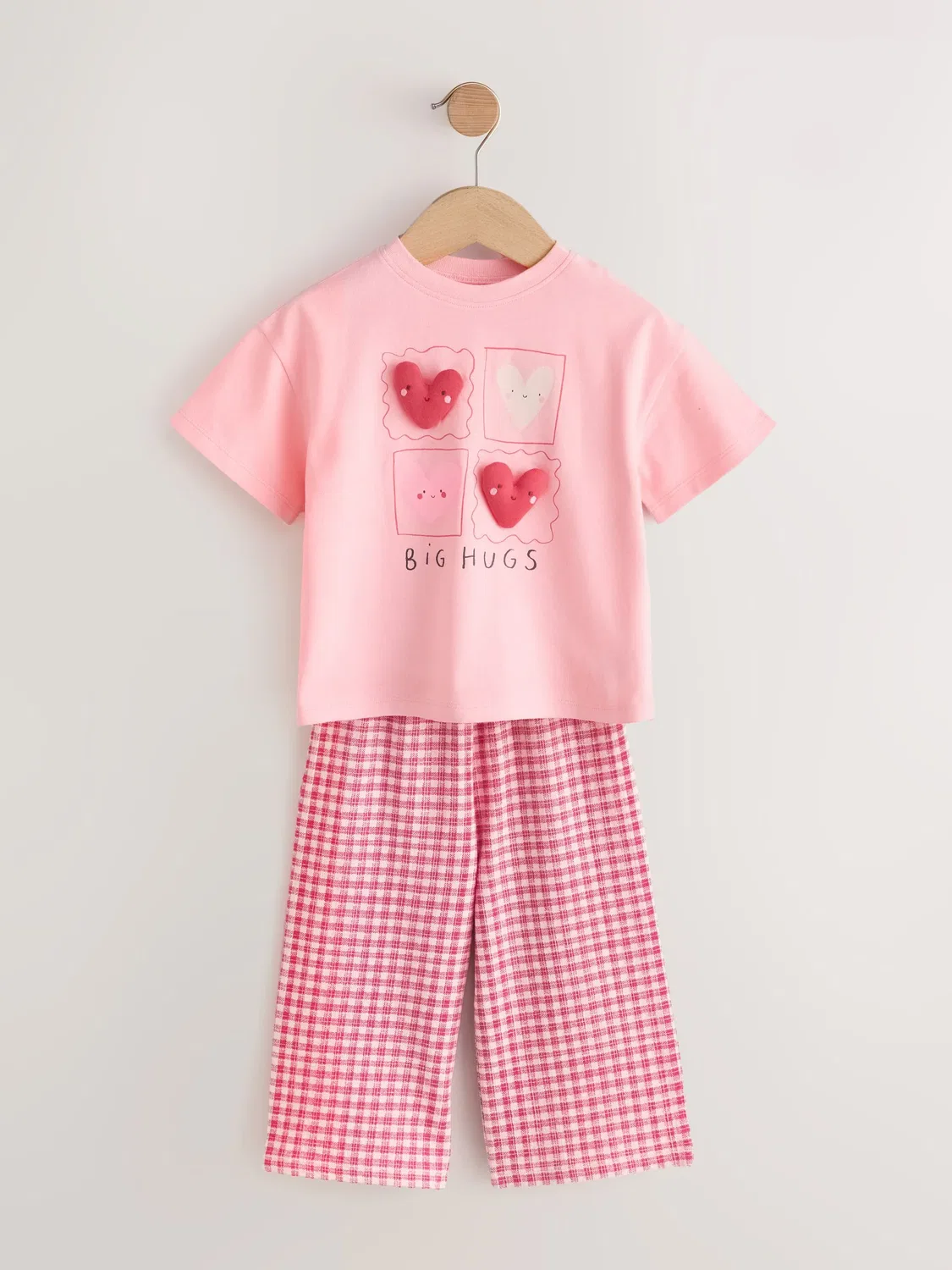 Комплект из футболки и джоггеров, с принтом Next, Pink Heart Gingham