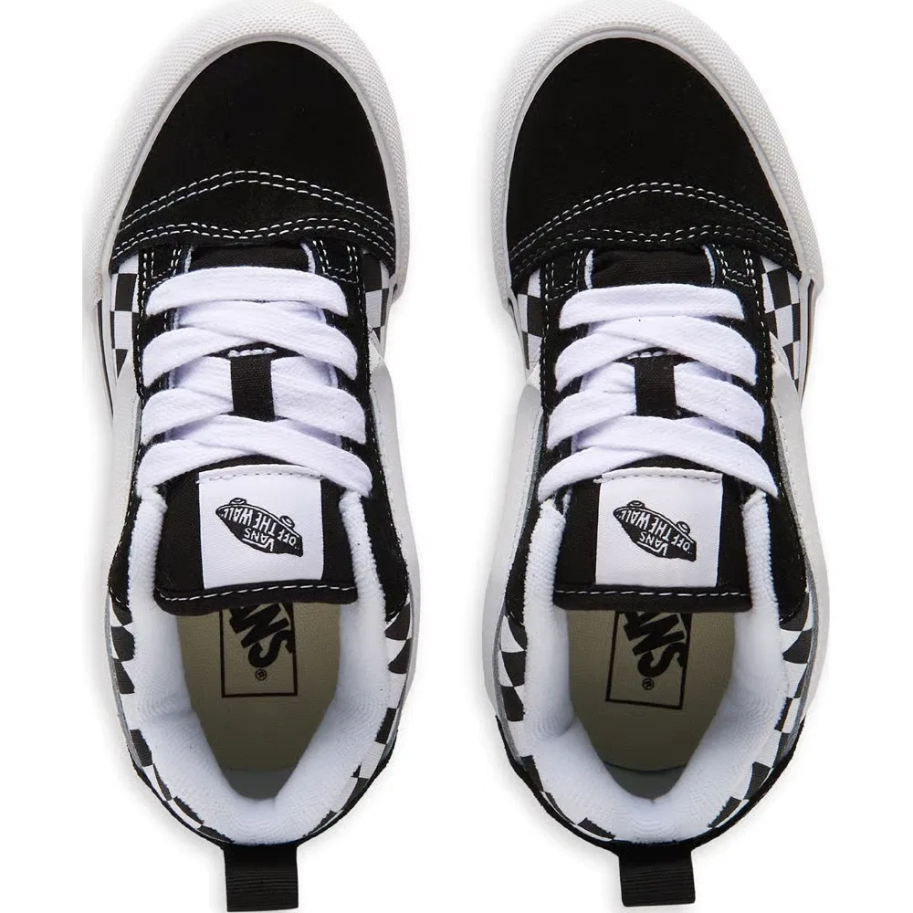 Детские скейтерские кроссовки Knu Skool Vans, Black/White/Check — фото 4