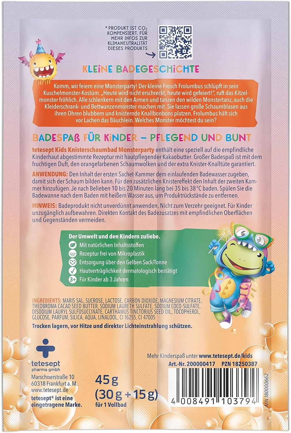Пена для ванны Monster Party, Tetesept, 12x45 г, Оранжевый — фото 2