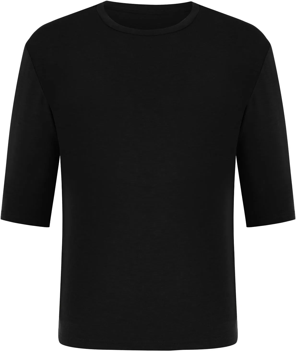 Мужская футболка с длинным рукавом 3/4 свободного кроя, Black — фото 2
