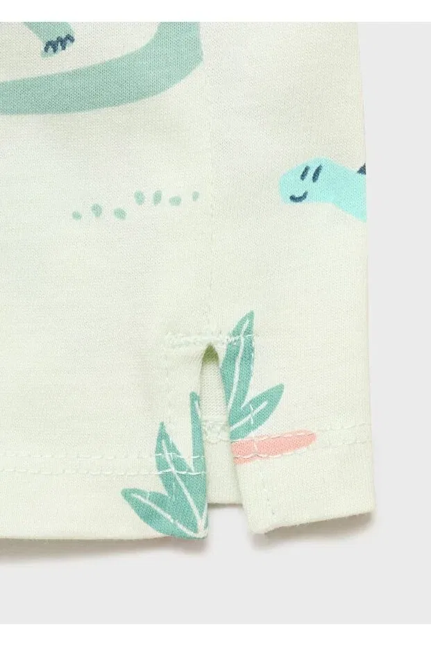 Детская хлопковое футболка с принтом Mango Baby, Pastel Green — фото 4