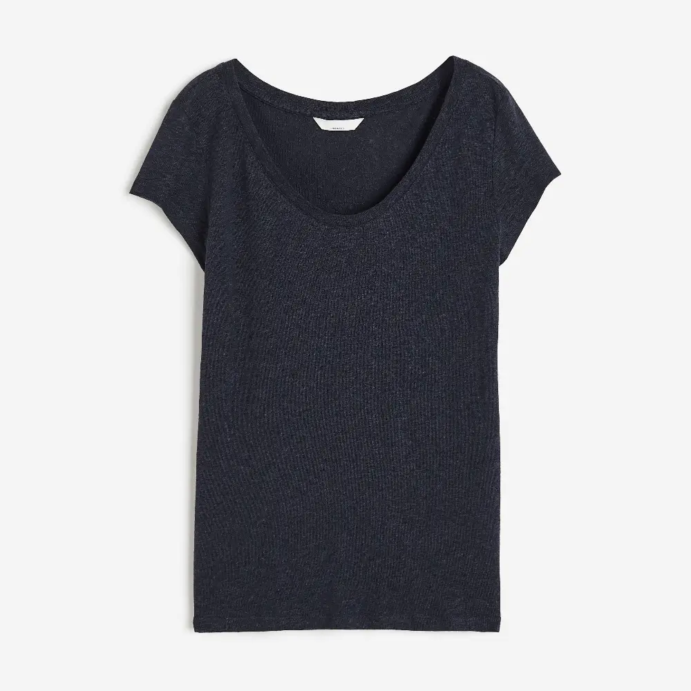 

Футболка H&M Linen-blend, темно-синий