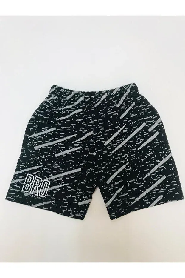 Детские шорты для мальчиков с принтом Baby Slon Kids Clup, Black-And-White