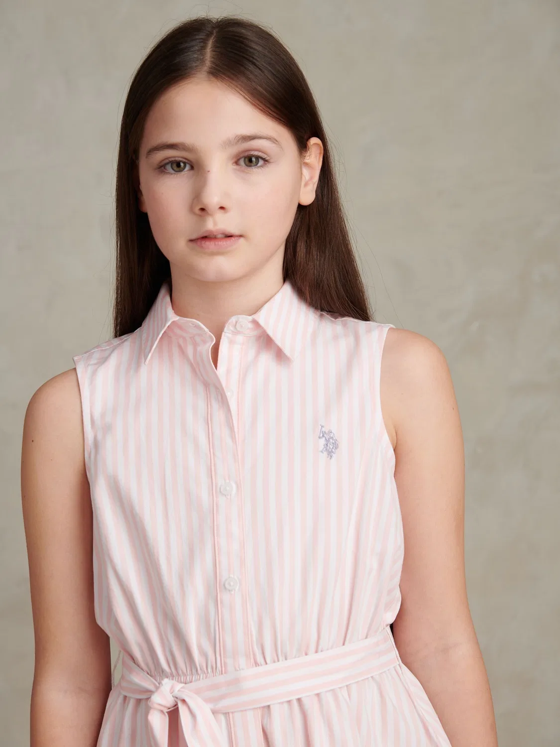 Платье-рубашка без рукавов, полосатое U.S. Polo Assn, розовый — фото 2