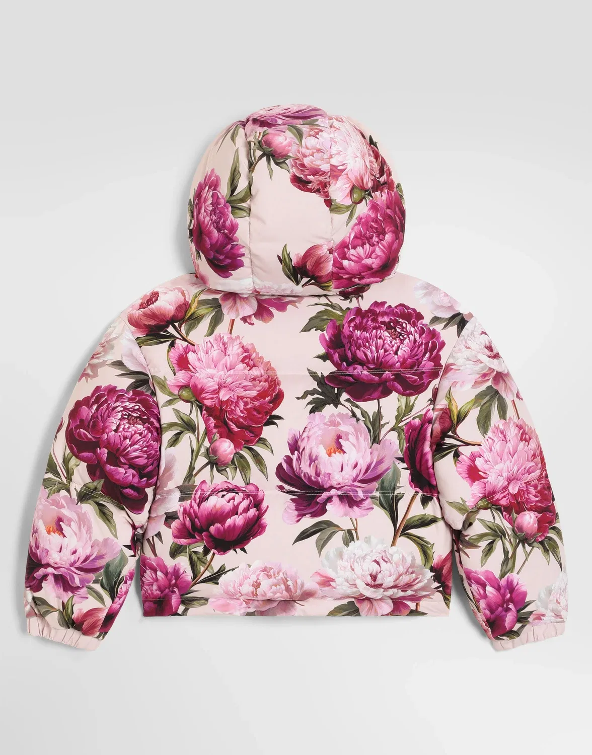 Нейлоновая куртка-пуховик с принтом пионов Dolce&Gabbana, бежевый — фото 2
