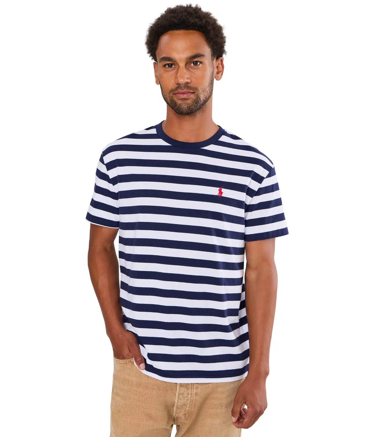 Футболка с коротким рукавом в полоску и круглым вырезом Polo Ralph Lauren, Newport Navy/White