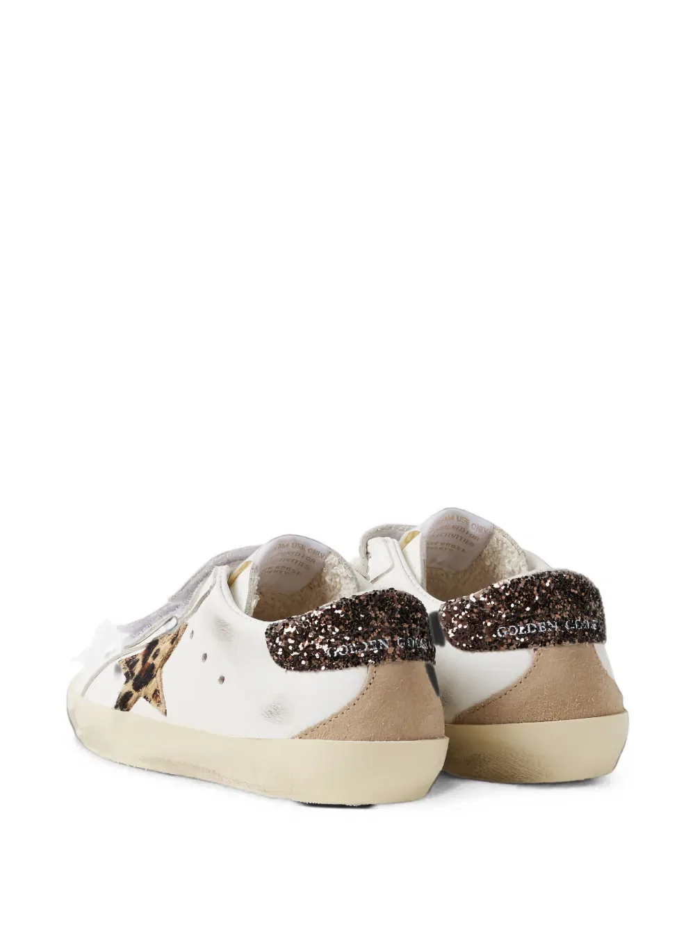 Кроссовки детские с леопардовым принтом Old School Golden Goose Kids, белый — фото 3