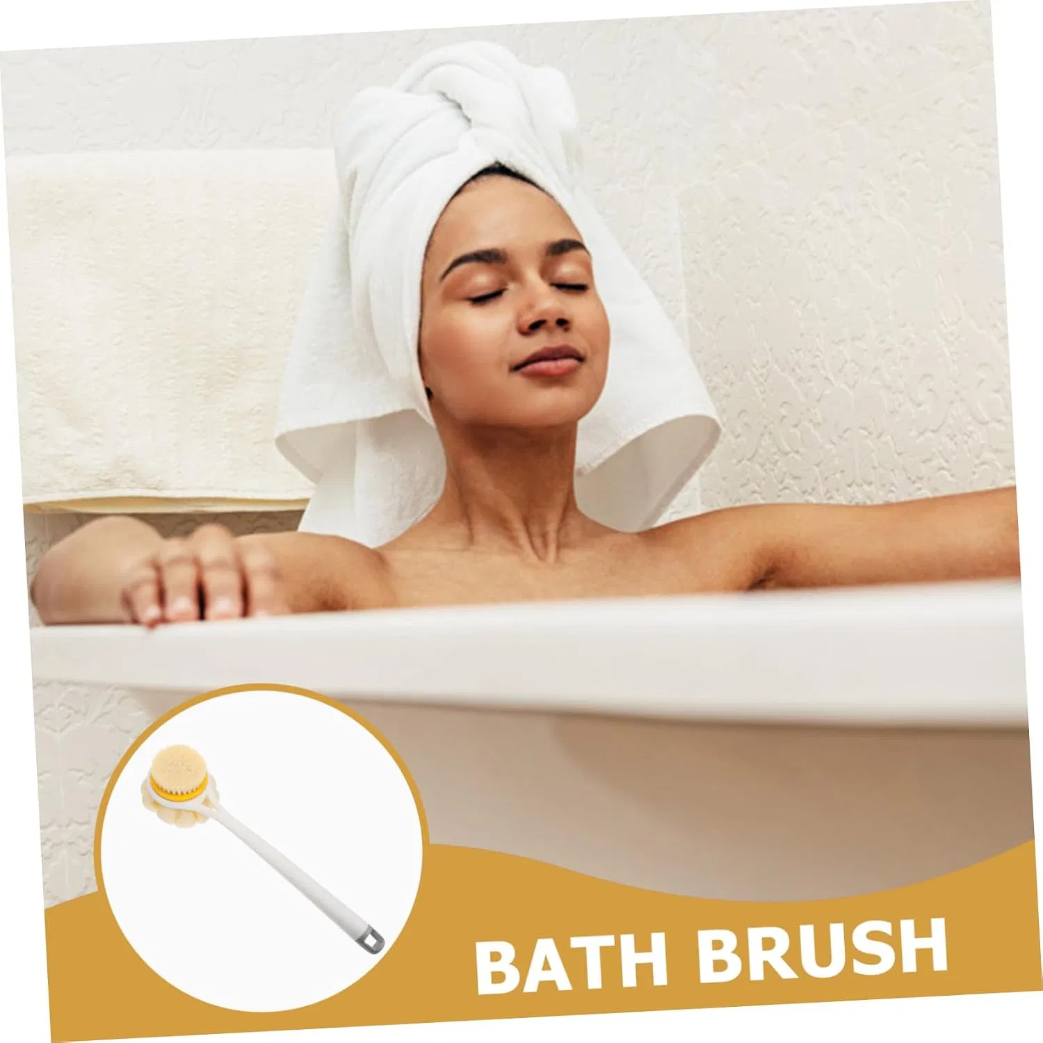 Массажная щетка для тела с длинной ручкой COLLBATH, с мягкой щетиной PBT и мочалкой, темно-серый — фото 3