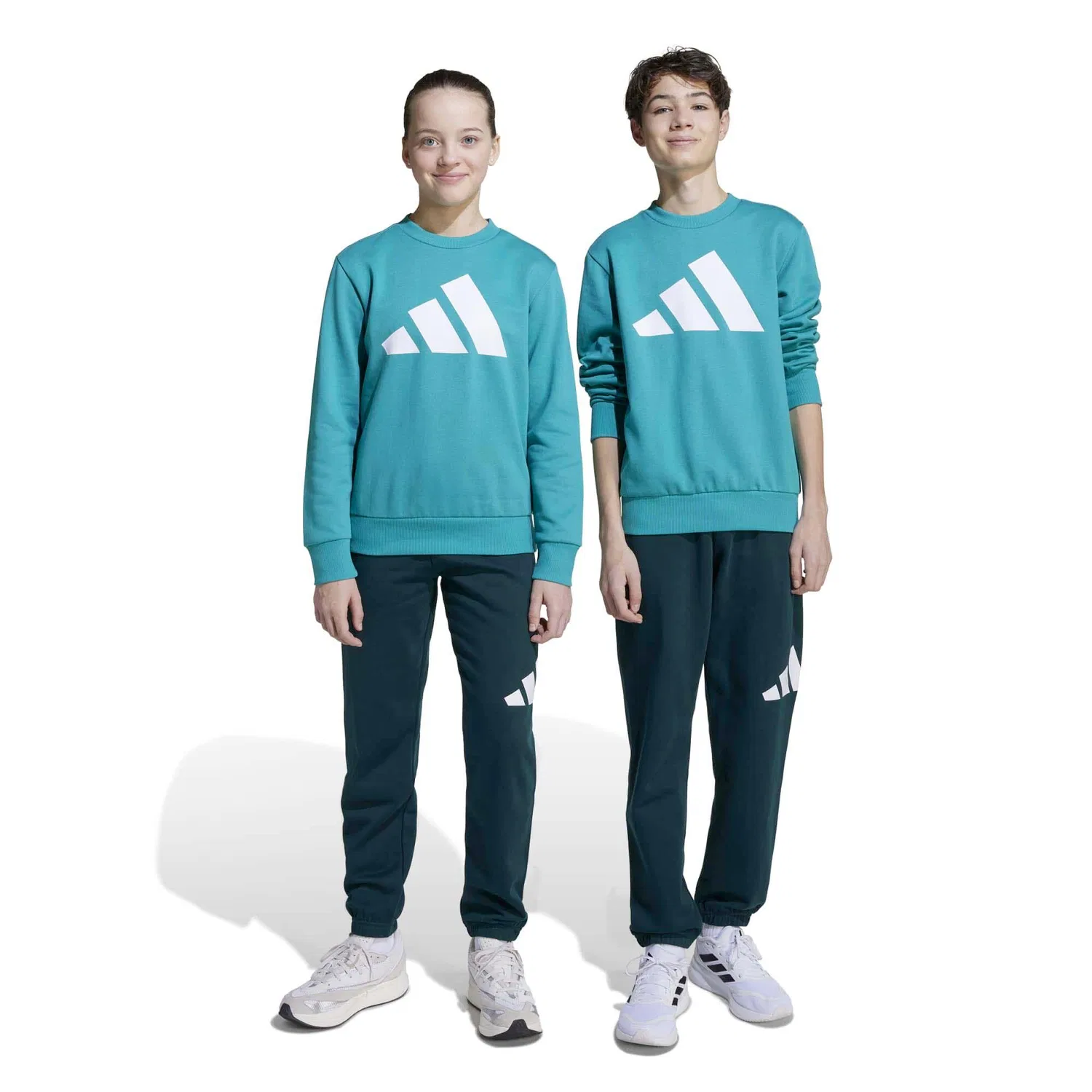 Детский спортивный костюм с флисом adidas J BL FL JOG 240, Turkis Weiss Schwarz — фото 2
