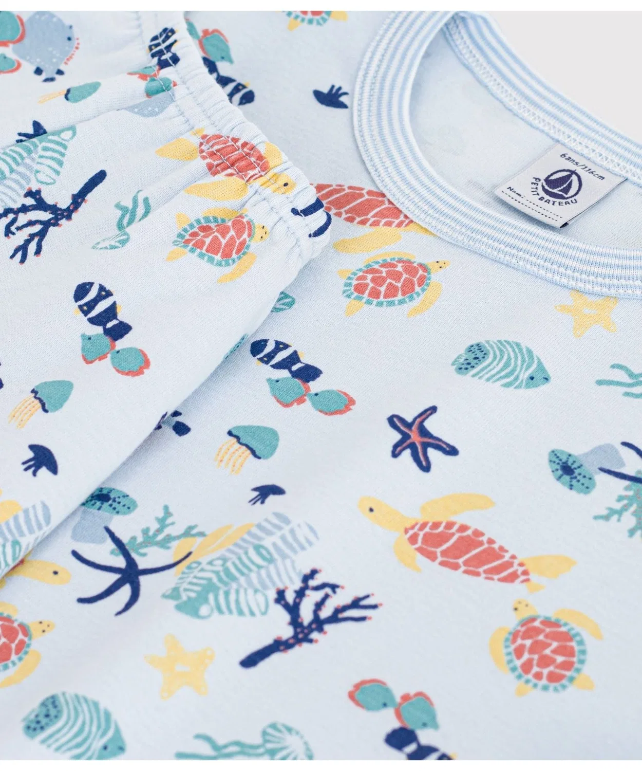 Детская пижама с коротким рукавом с морским принтом Light Blue PETIT BATEAU — фото 4