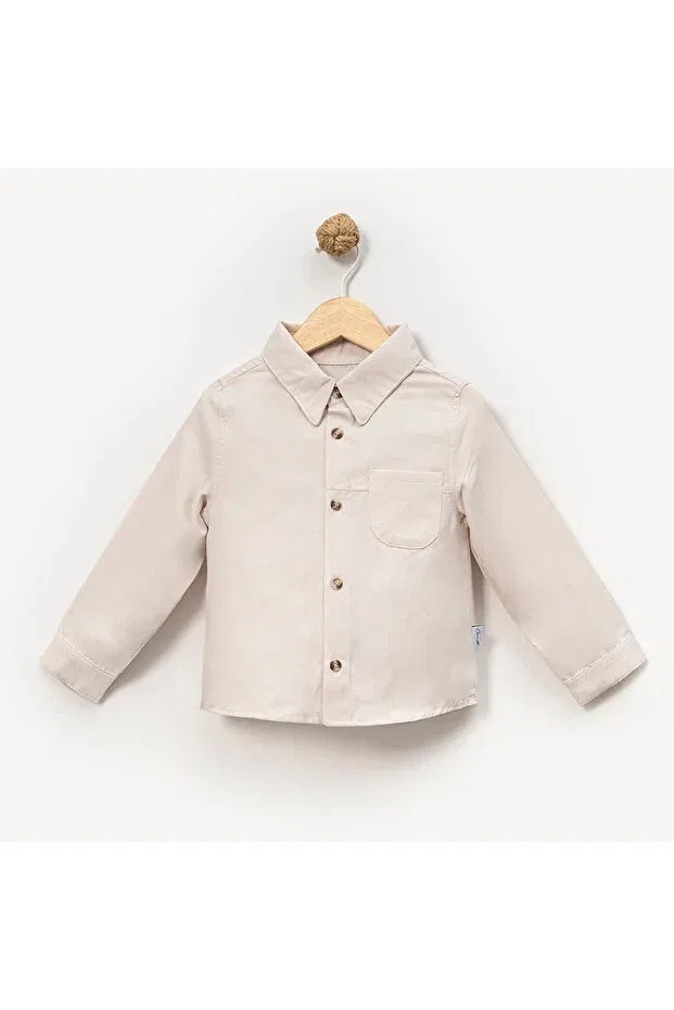 Детская рубашка для мальчиков хлопковая Basics Overdo, Beige — фото 2