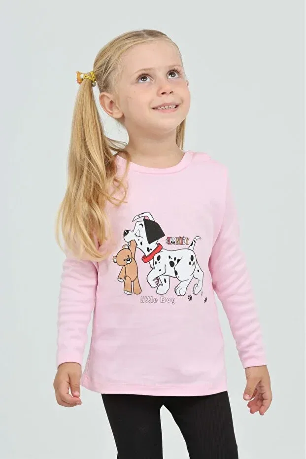 Детские свитшот для девочек с принтом Dog Bear Printed Toontoy, Pink