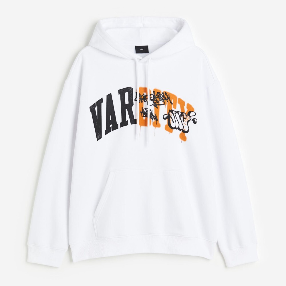 

Толстовка H&M Relaxed Fit Printed Varcity, белый