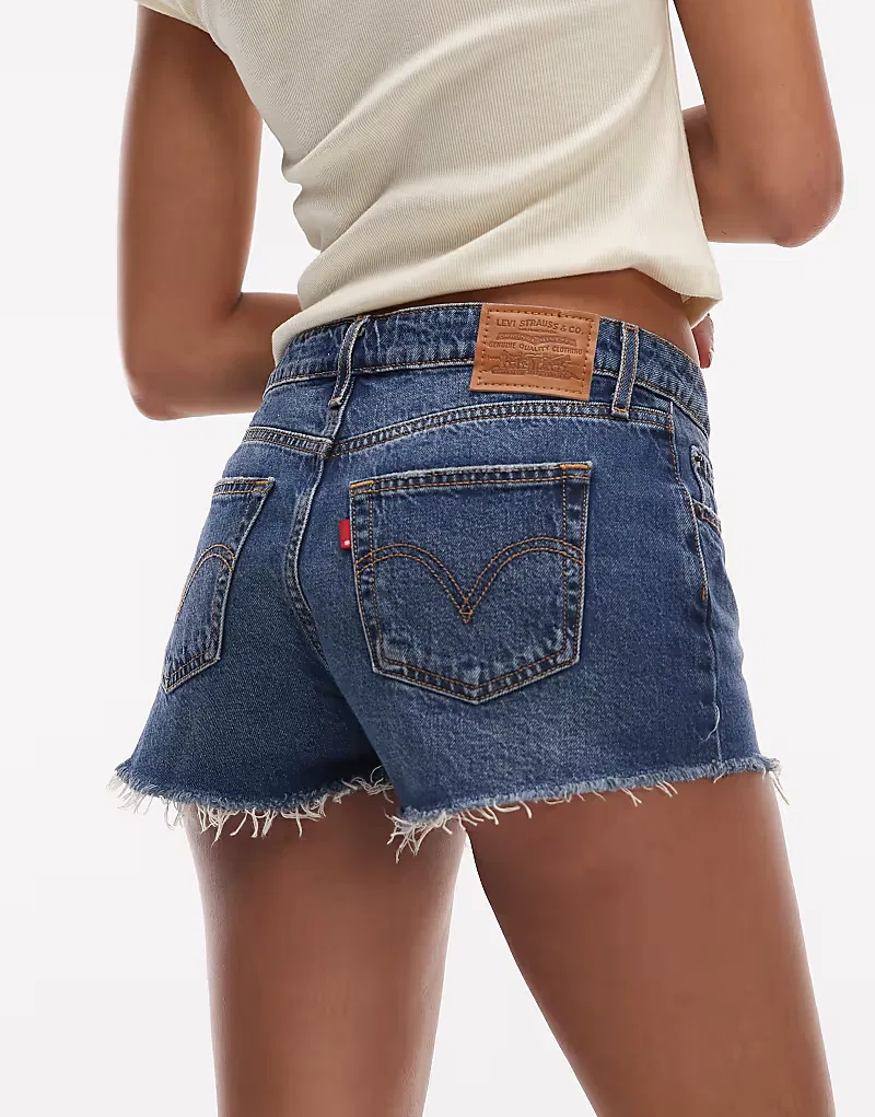 Джинсовые шорты Levi's с низкой посадкой, средне-синий — фото 4
