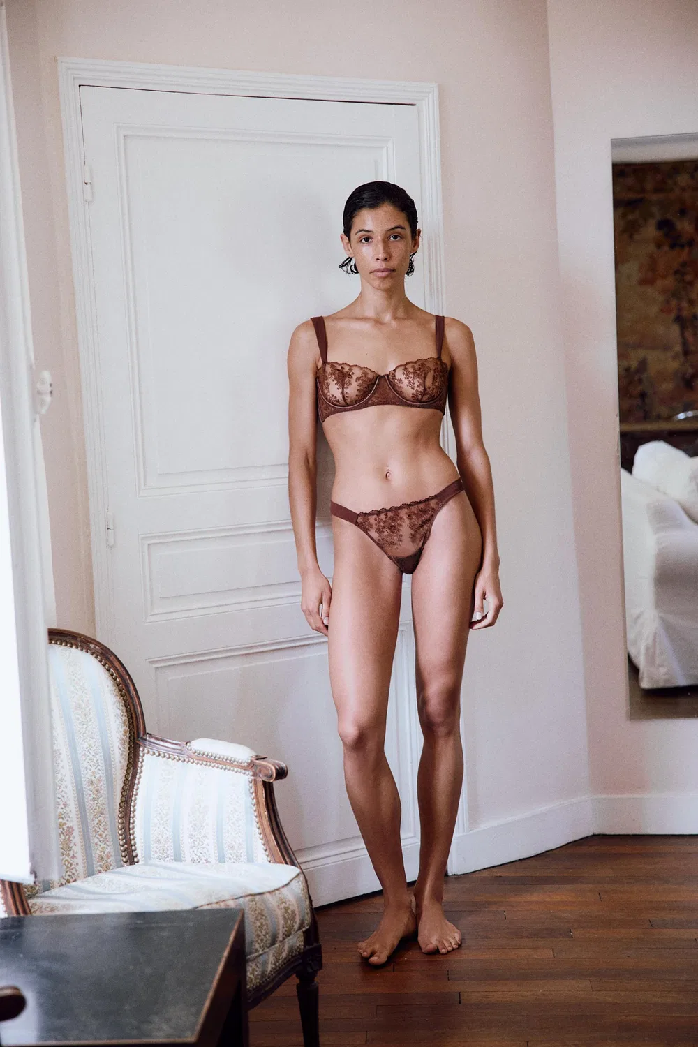 Трусики с кружевной отделкой ZARA, Dark brown