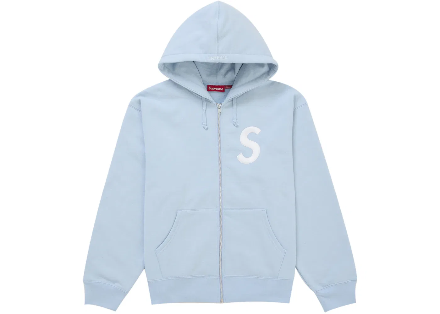 Мужская худи на молнии с капюшоном с принтом S Logo Supreme, Light Blue
