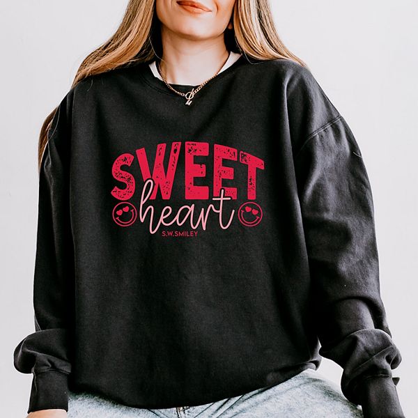 

SWSmiley sweet heart distressed - женский легкий свитшот с эффектом поношенности Simply Sage Market, Black