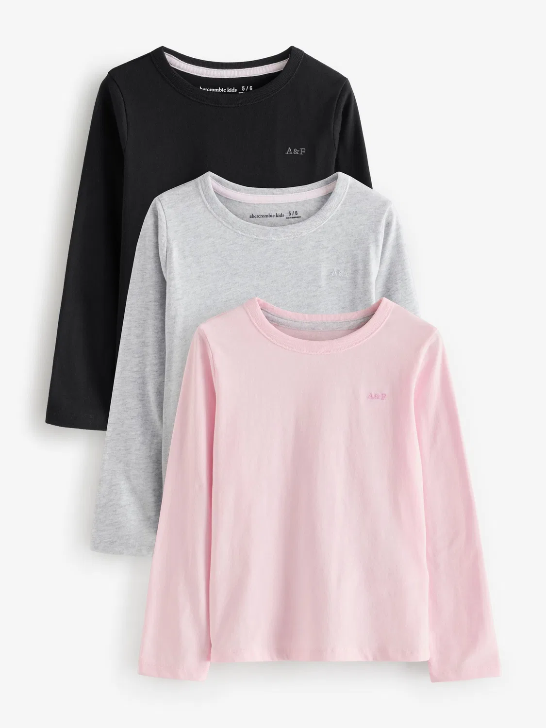 Футболка с длинным рукавом, 3 шт. Abercrombie & Fitch, розовый