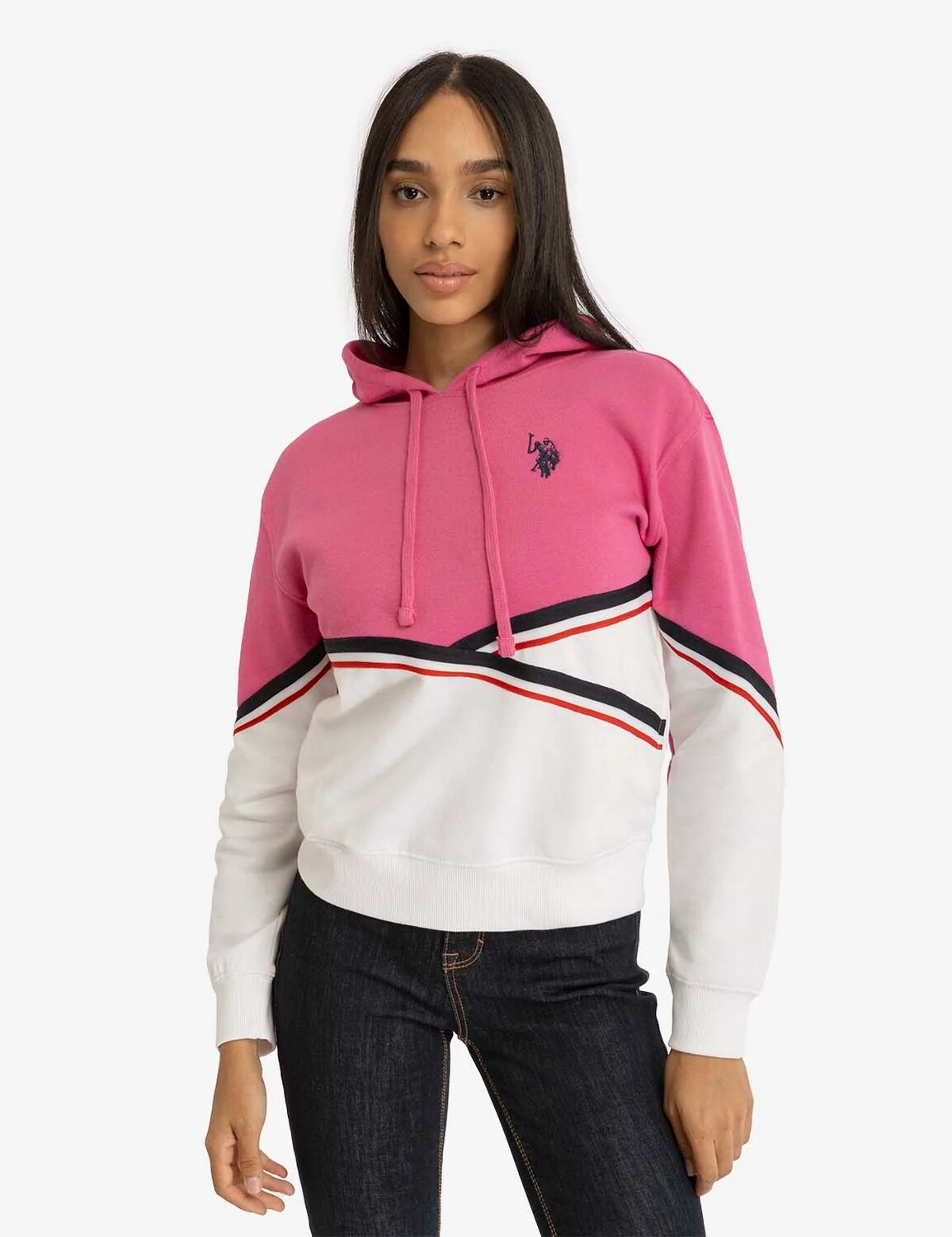 

Худи U.S. Polo Assn. Two Tone Signature Stripe Tape, розовый/белый