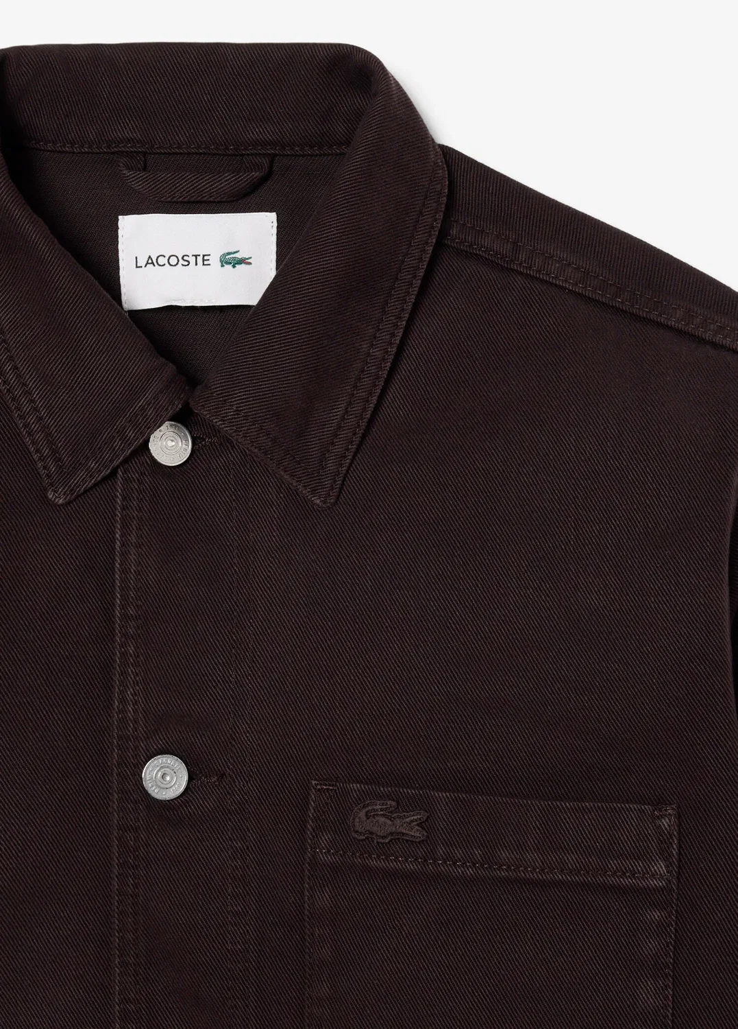 Джинсовая рубашка оверсайз Lacoste, коричневый — фото 2