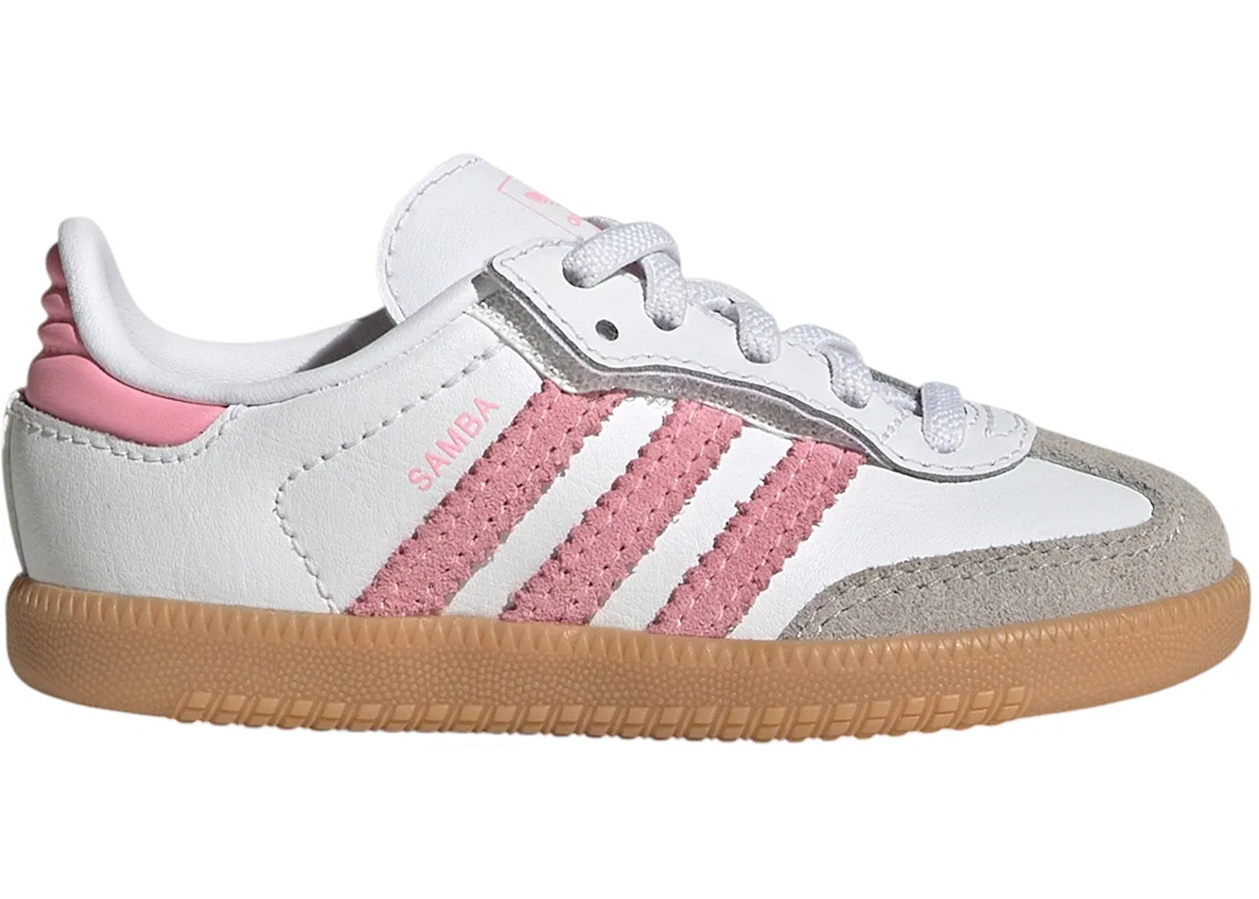 Детские кроссовки с удобной застежкой Adidas Samba OG Comfort Closure, Cloud White Light Pink Gum