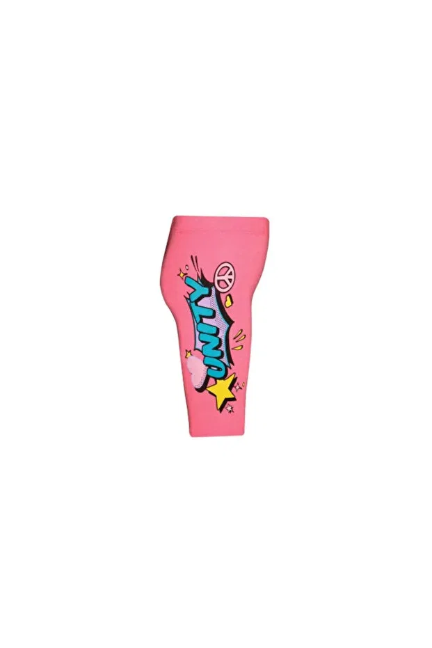 Детские шорты для девочек с принтом Phosphor Fuchsia Unity Lovetti, Neon Fuchsia — фото 2