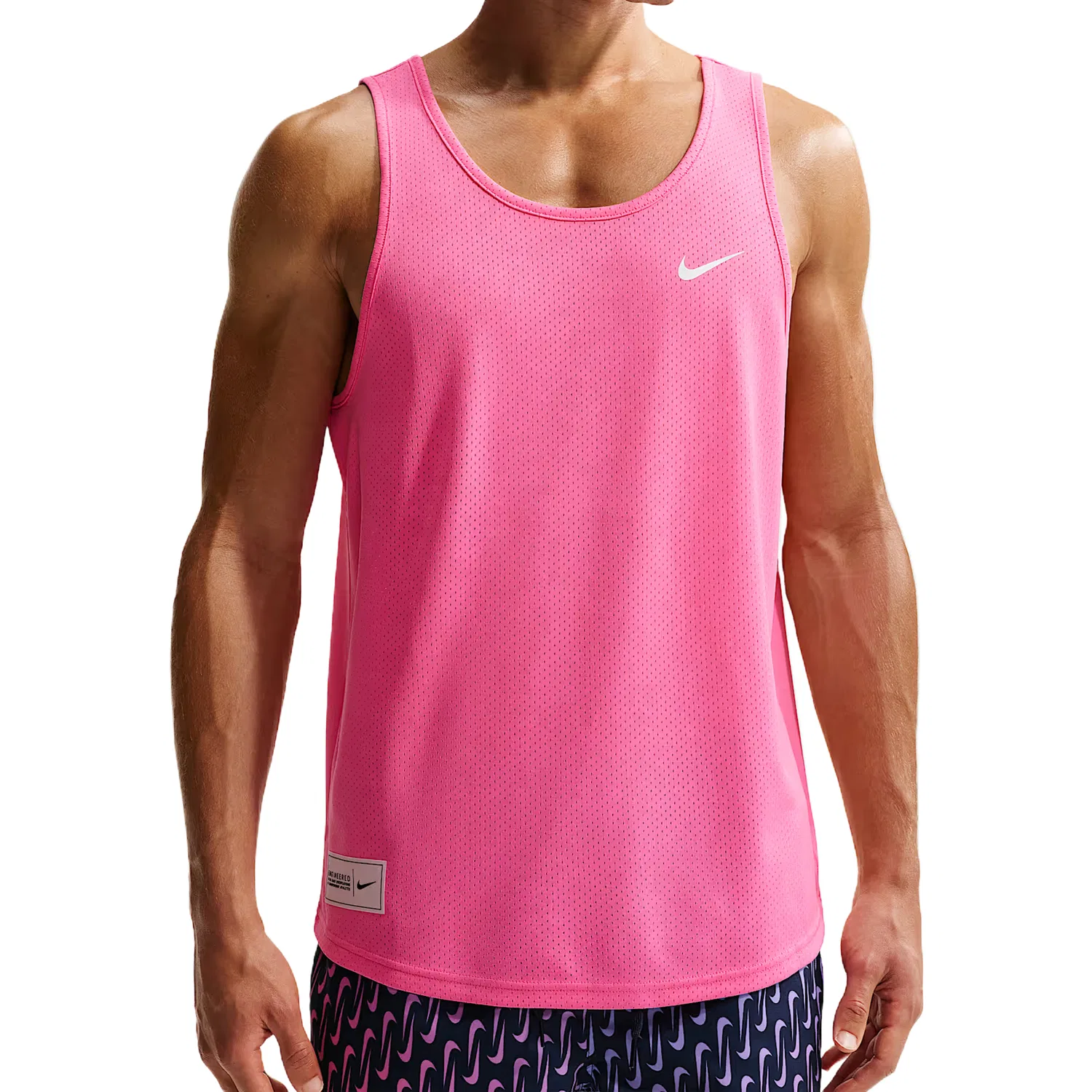 Мужской топ-безрукавка с экипажным вырезом Nike, Sunglow Pink/Dust Photon/White/White