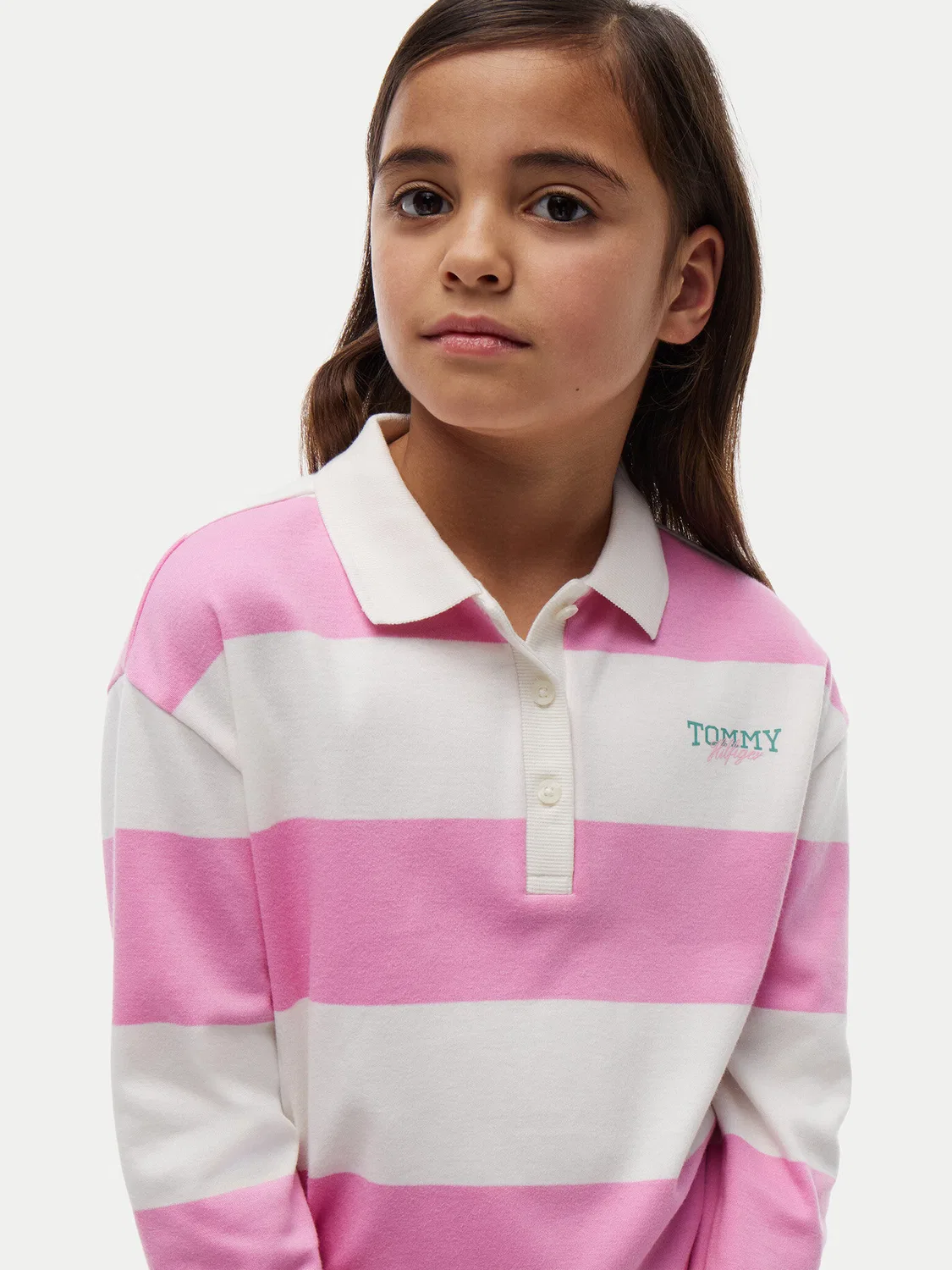 Поло стандартного кроя для девочки Tommy Hilfiger, розовый — фото 4