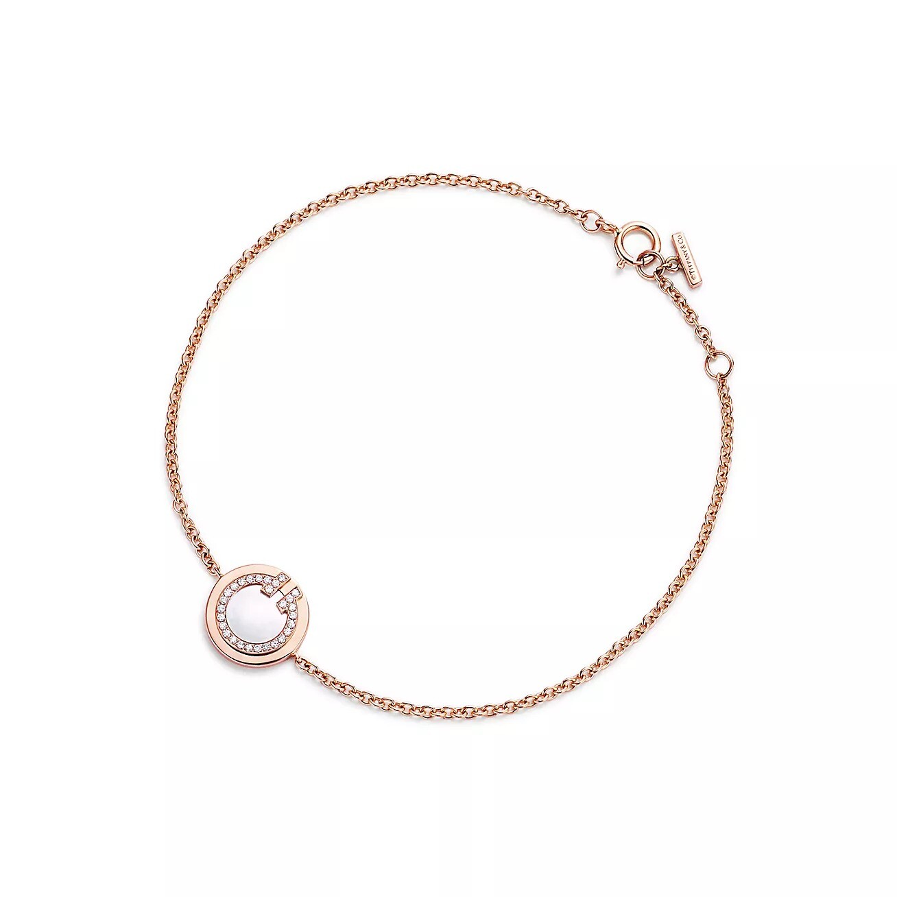 

Браслет Tiffany & Co. T Diamond and Mother-of-pearl Circle, розовое золото