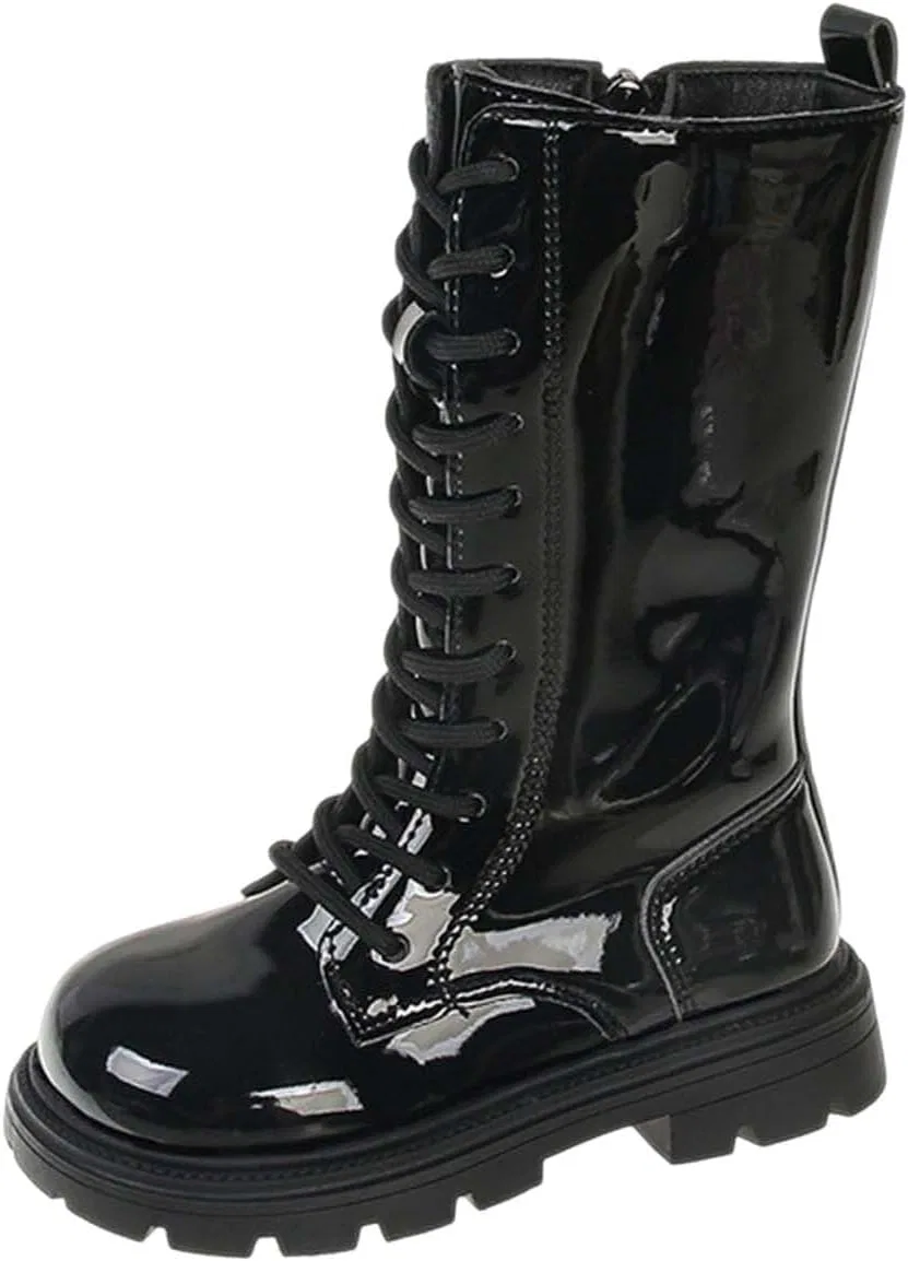 Детские ботинки для девочек на шнуровке с люверсами, модель Riding Boots, Zzalalana, Black