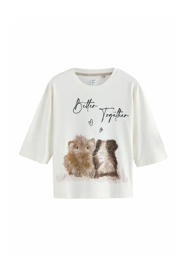 Пижамный комплект с принтом Regular fit - short pyjamas set Next, Cream Guinea Pig, кремовый — фото 2