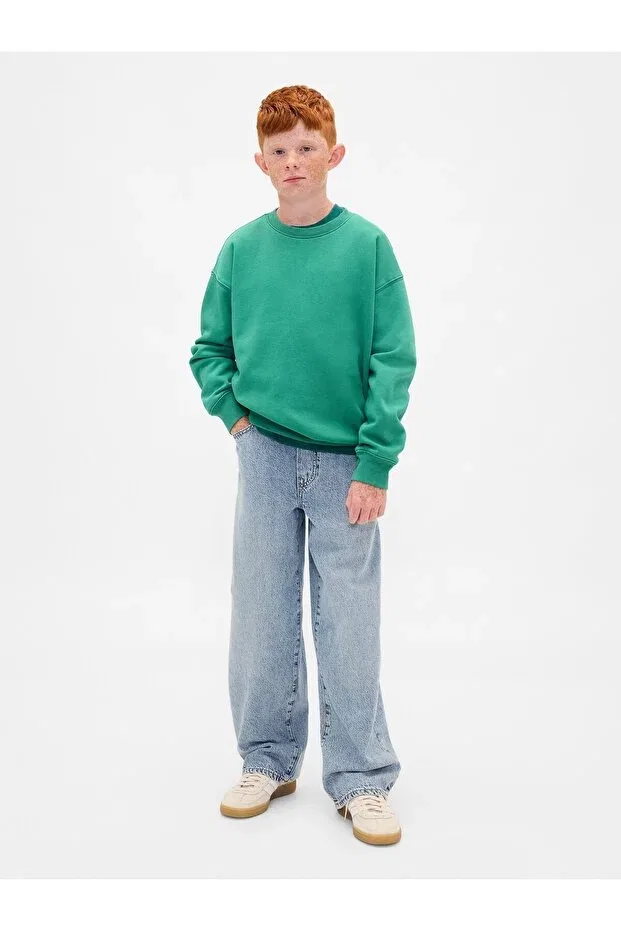 Детское для мальчиков свитшот свободного кроя VintageSoft Relaxed Crew Neck Gap, Green-001 — фото 4