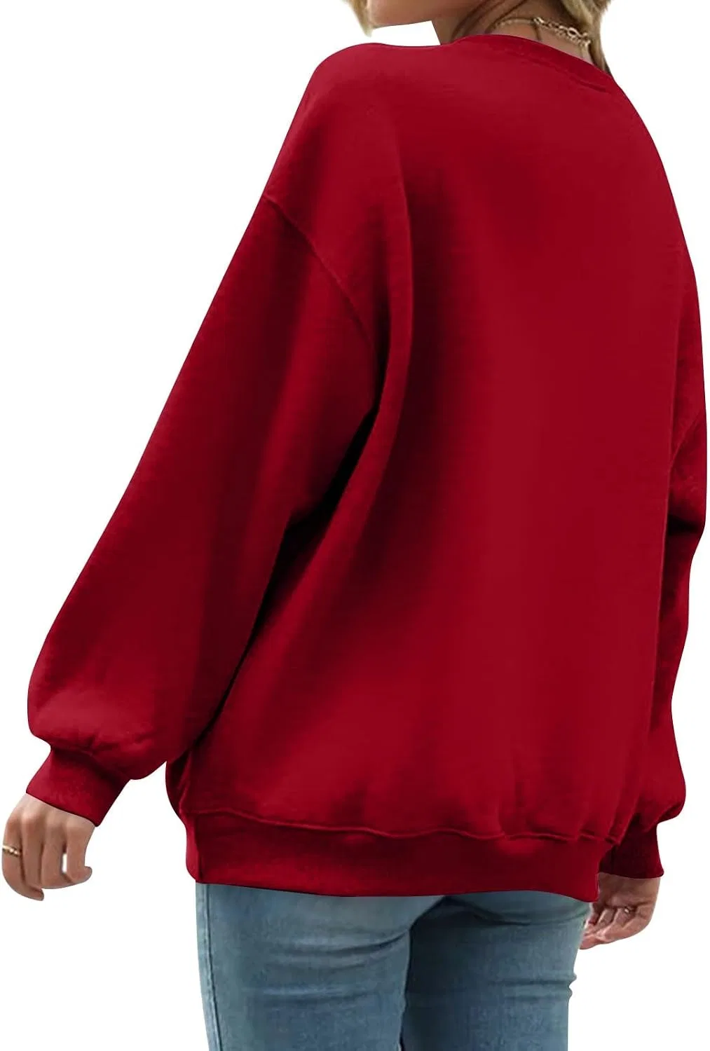 Женский свитшот оверсайз с флисом, Oversized Sweatshirt, красный — фото 3