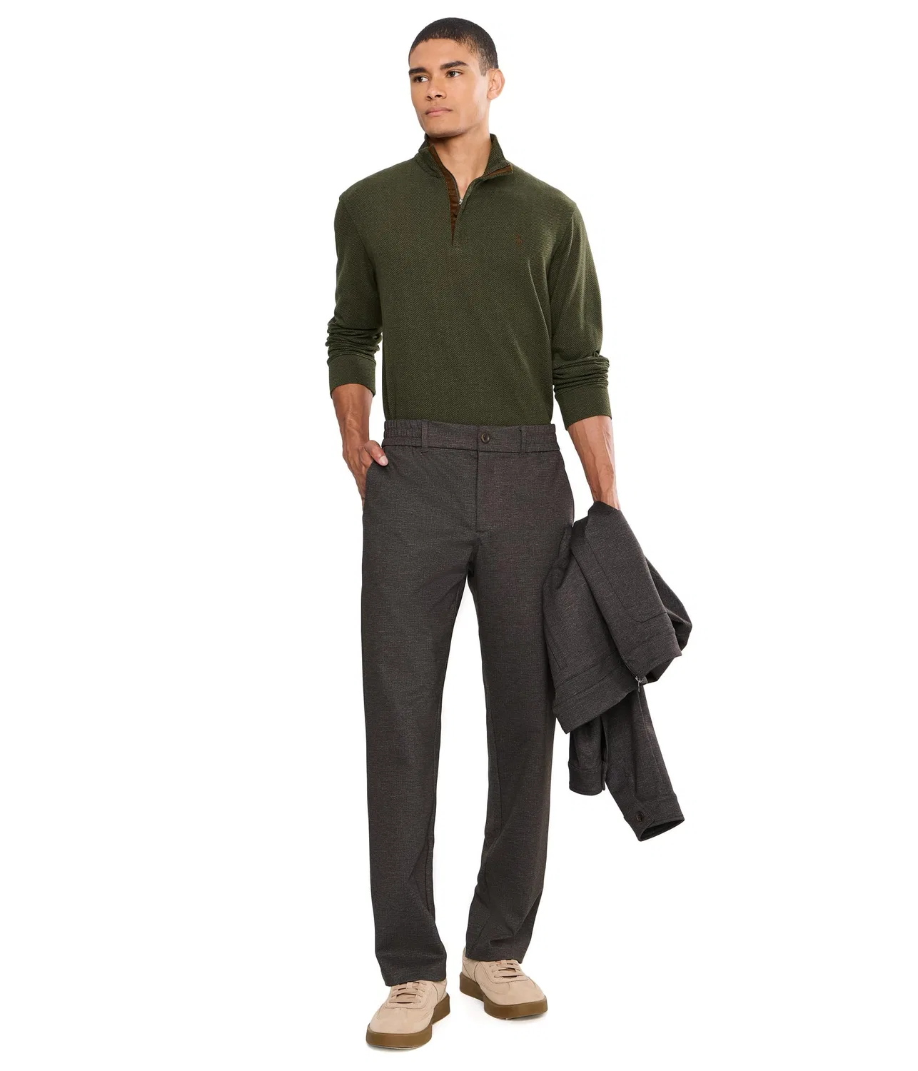 Роскошный пуловер с принтом «елочка». Polo Ralph Lauren, Alpine Heather/Black/Basketweave Herringbone — фото 2
