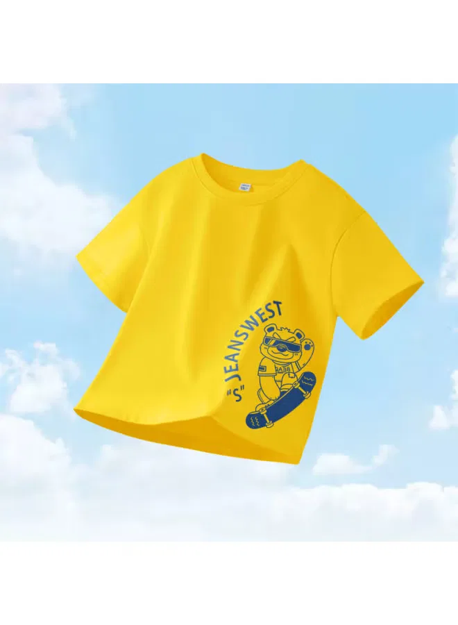 Футболка с коротким рукавом хлопковая для мальчиков Jeanswest, желтый — фото 2