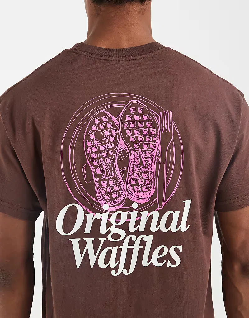 Футболка оверсайз с принтом на спине Original Waffles Nike, коричневый — фото 3