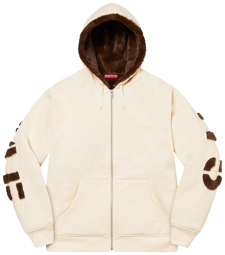 

Толстовка Supreme Faux Fur Lined Zip Up Hooded Sweatshirt 'Natural', кремовый
