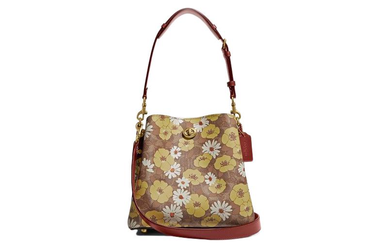 

Willow с покрытием из холста и телячьей кожи ведро сумка, плечевая сумка, через плечо Tubas Женская Ржаво-красная COACH