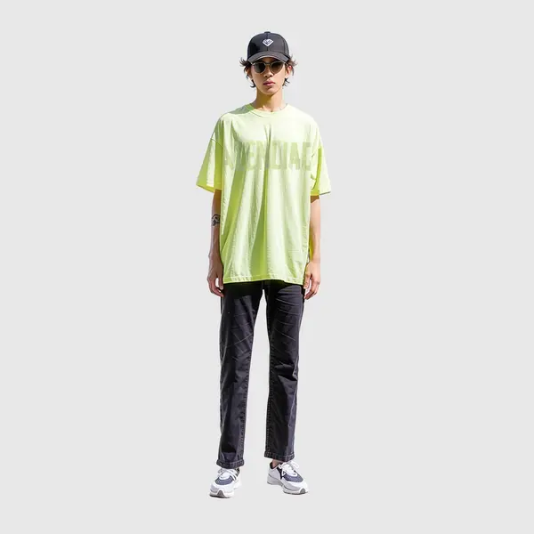 Футболка tape type t-shirt medium fit 'fluo yellow' Balenciaga, желтый — фото 3