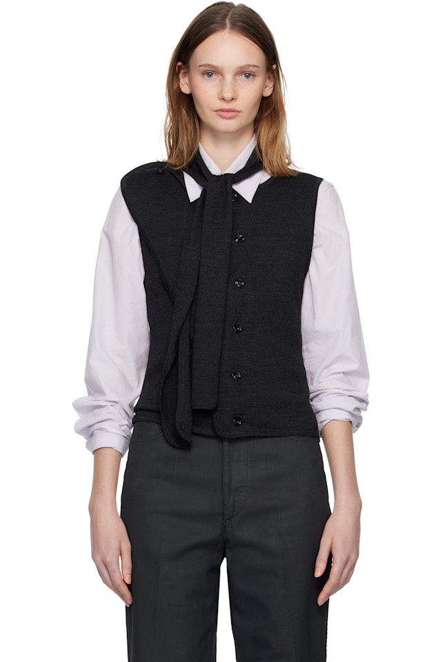 

Lemaire Серый асимметричный кардиган без рукавов